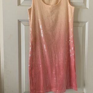Pink and Tan Sequin Dress